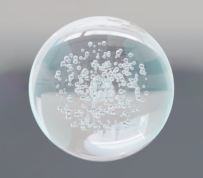 crystal filled ball with bubbles